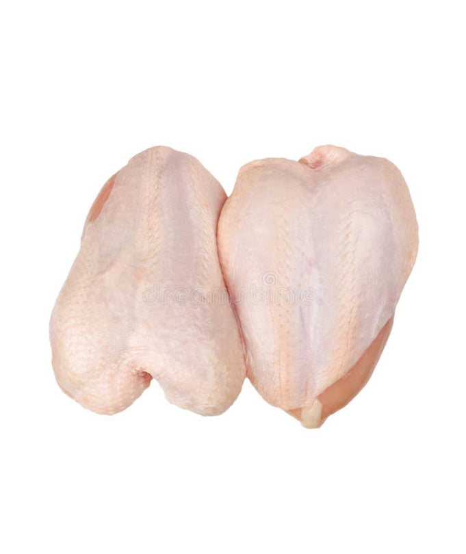 Unidad de pechuga de pollo con piel y hueso, color pálido